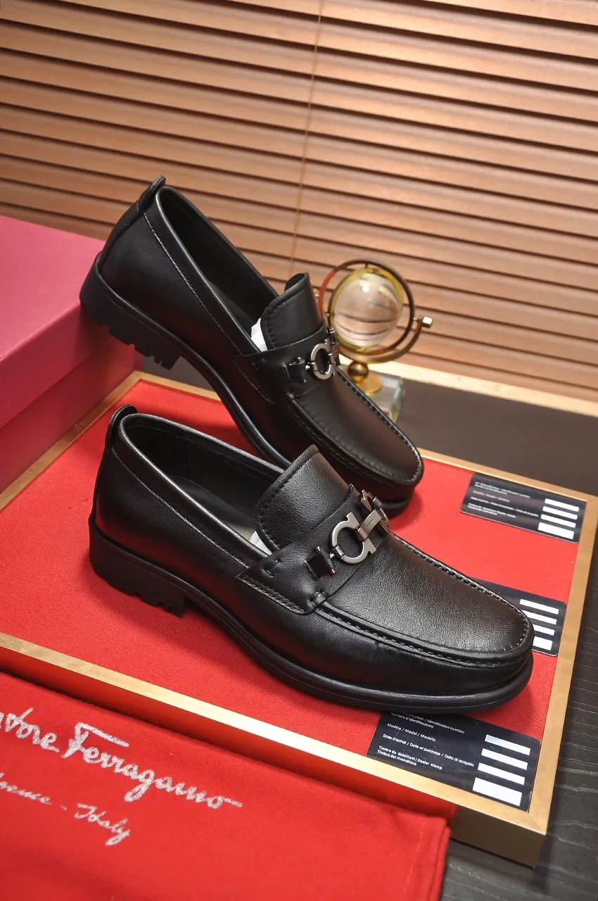 Men's shoes 💰500💶[Ferragamo/Ferragamo] The latest model in the counter. Original imported open-sided high-quality cowhide hand-woven + imported 🐂 cowhide + original luxury metal buckle + original combination outsole. Comparison without pressure 38--44🎉
